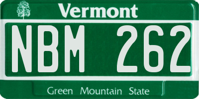 VT license plate NBM262
