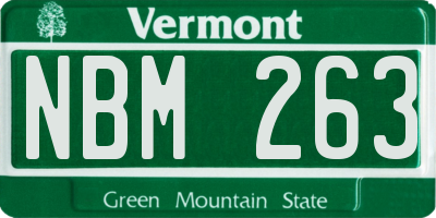 VT license plate NBM263