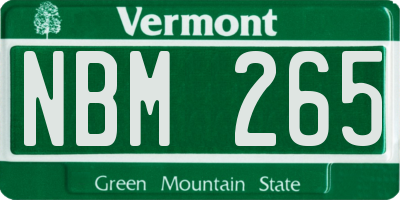 VT license plate NBM265