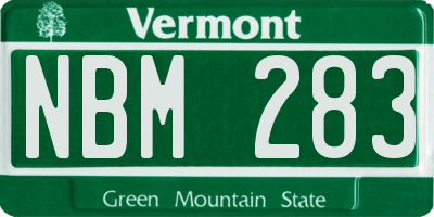 VT license plate NBM283