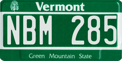 VT license plate NBM285