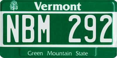 VT license plate NBM292
