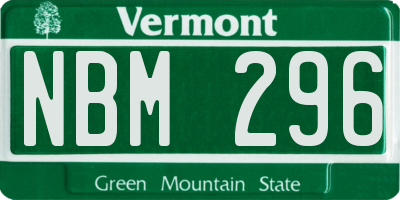 VT license plate NBM296