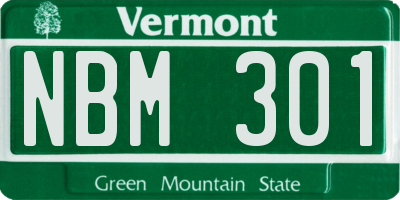 VT license plate NBM301