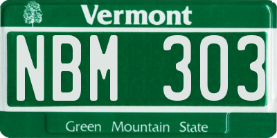 VT license plate NBM303