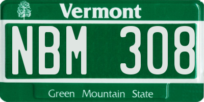 VT license plate NBM308