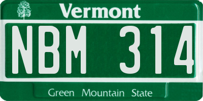 VT license plate NBM314