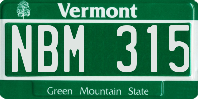 VT license plate NBM315