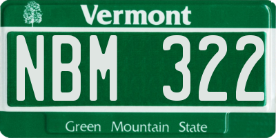 VT license plate NBM322