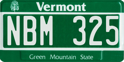 VT license plate NBM325
