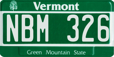 VT license plate NBM326