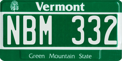 VT license plate NBM332