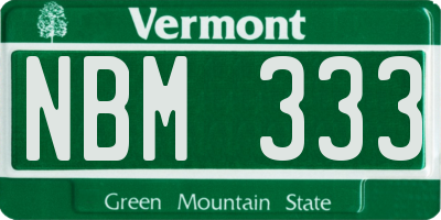 VT license plate NBM333