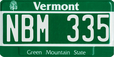 VT license plate NBM335