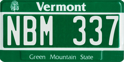 VT license plate NBM337