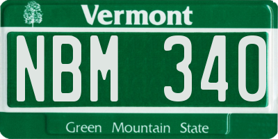 VT license plate NBM340