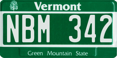 VT license plate NBM342