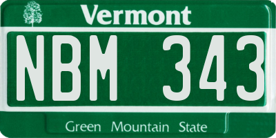 VT license plate NBM343