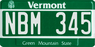 VT license plate NBM345