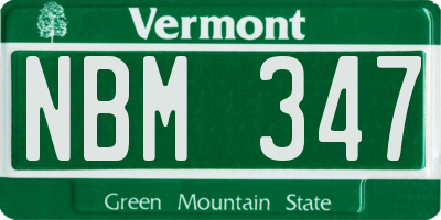 VT license plate NBM347