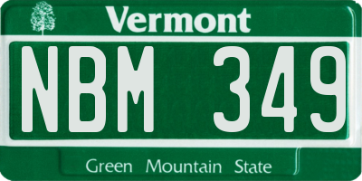 VT license plate NBM349