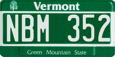 VT license plate NBM352