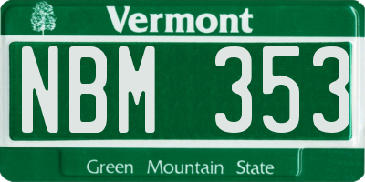 VT license plate NBM353