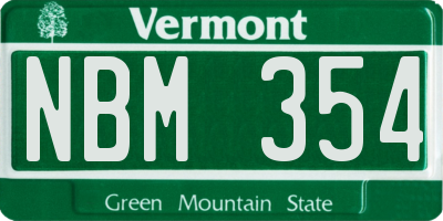 VT license plate NBM354