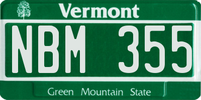 VT license plate NBM355