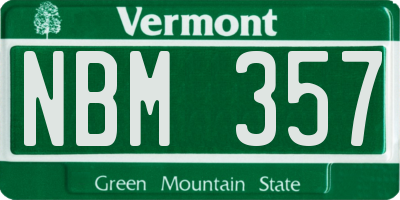 VT license plate NBM357