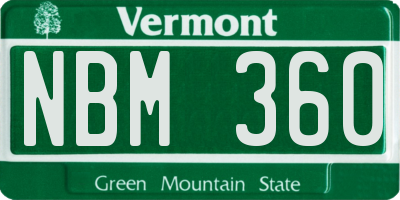 VT license plate NBM360