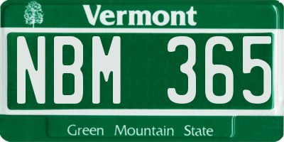 VT license plate NBM365