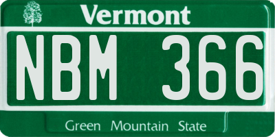 VT license plate NBM366