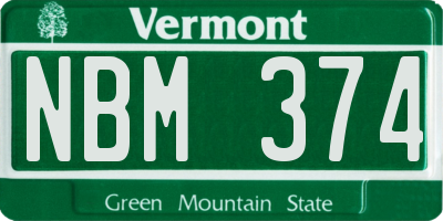 VT license plate NBM374