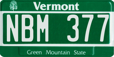 VT license plate NBM377