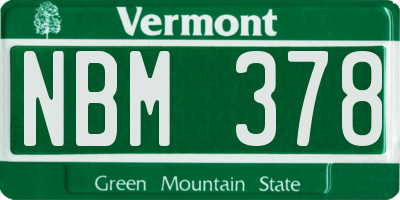 VT license plate NBM378