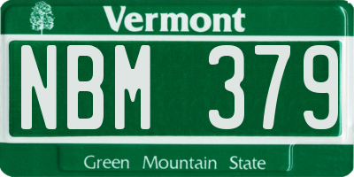 VT license plate NBM379