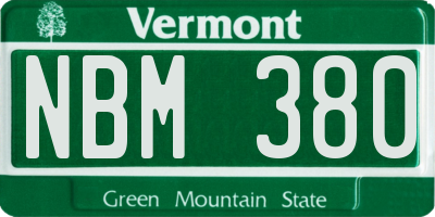 VT license plate NBM380