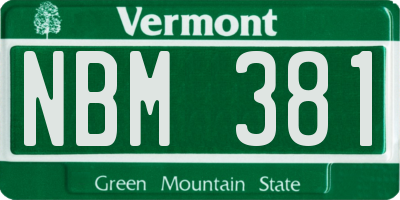VT license plate NBM381