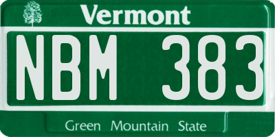 VT license plate NBM383