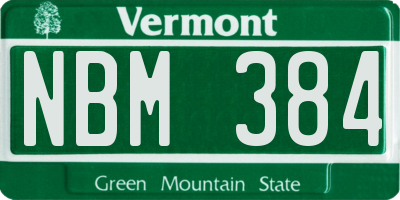VT license plate NBM384