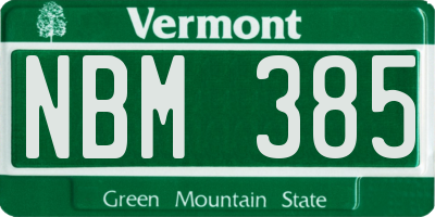 VT license plate NBM385