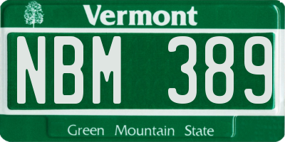 VT license plate NBM389