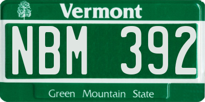 VT license plate NBM392
