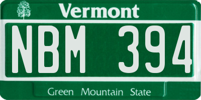 VT license plate NBM394