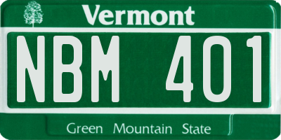 VT license plate NBM401