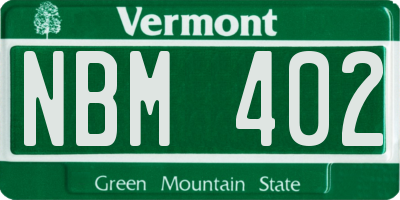 VT license plate NBM402