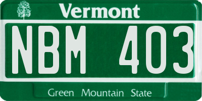 VT license plate NBM403