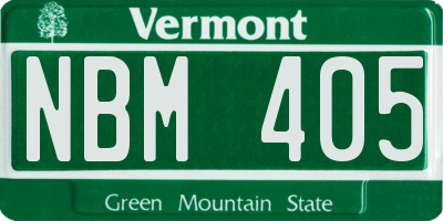 VT license plate NBM405
