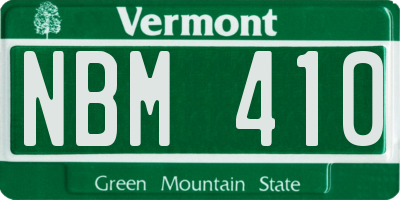 VT license plate NBM410
